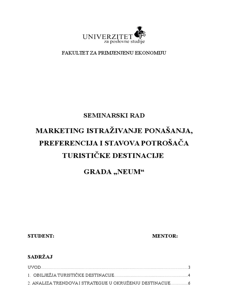 Turisticka Destinacija | PDF