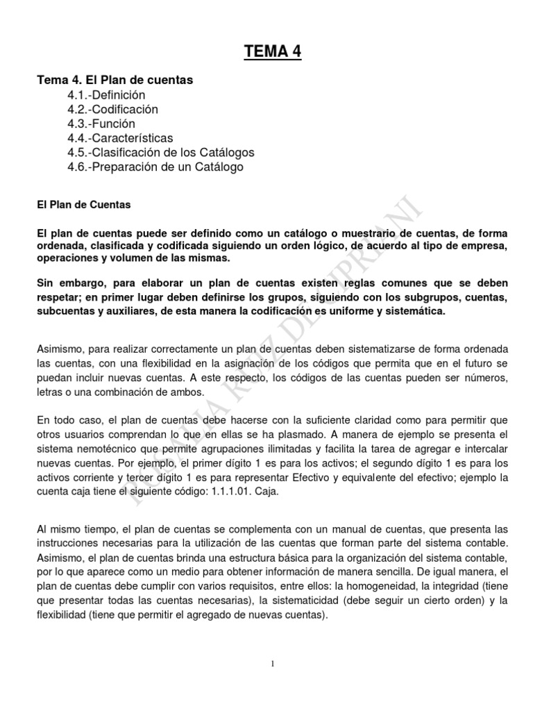 Tema 3 Plan de Cuentas | PDF | Beneficio (economía) | Contabilidad