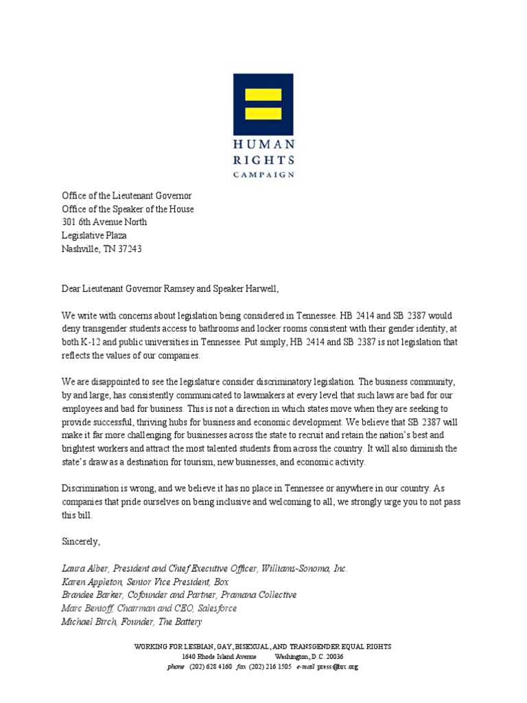 Tennessee Business Letter | PDF | Chief Executive Officer | Business