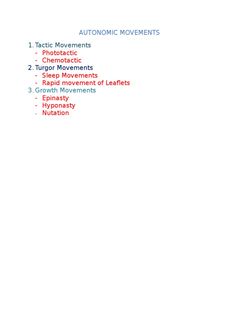 Types of Autonomic Plant Movements | PDF