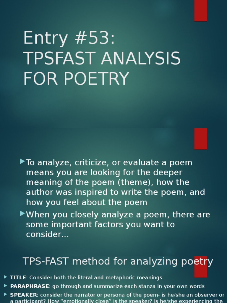 Tpsfast Analysis For Poetry | PDF