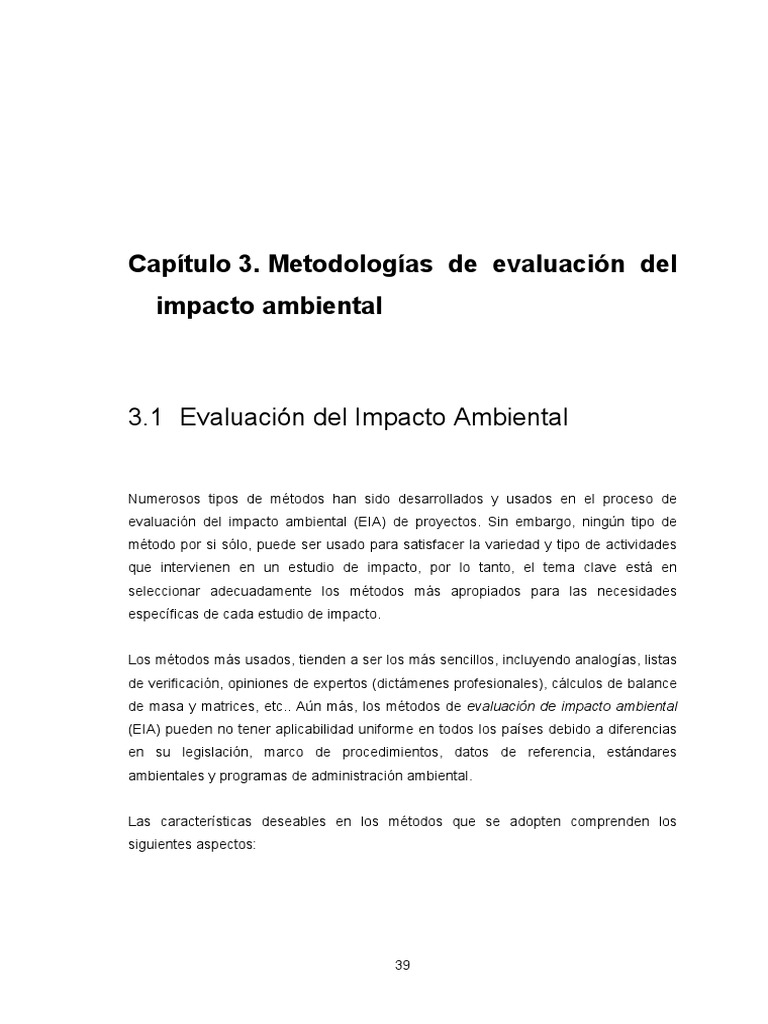 Metodos de Eia | PDF | Evaluación de impacto ambiental | Entorno natural