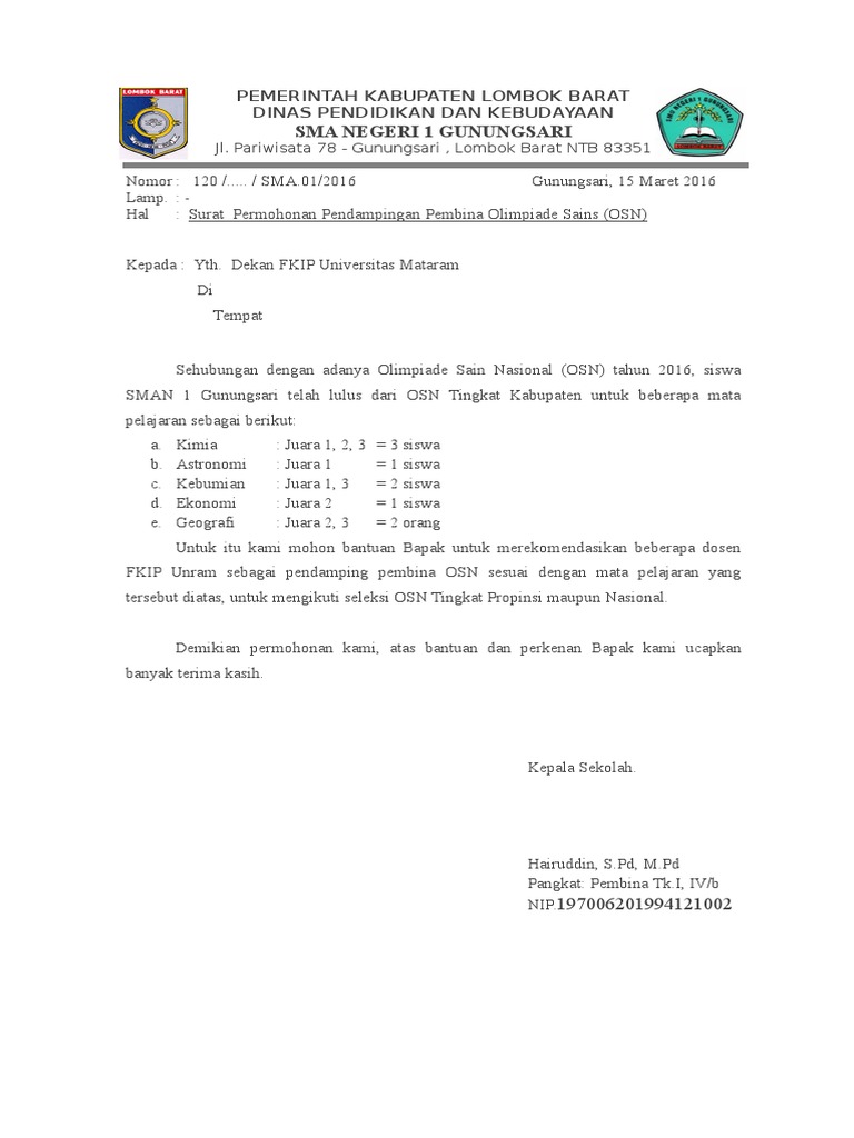 Contoh Surat Permohonan Ke Dinas Pendidikan Terkait