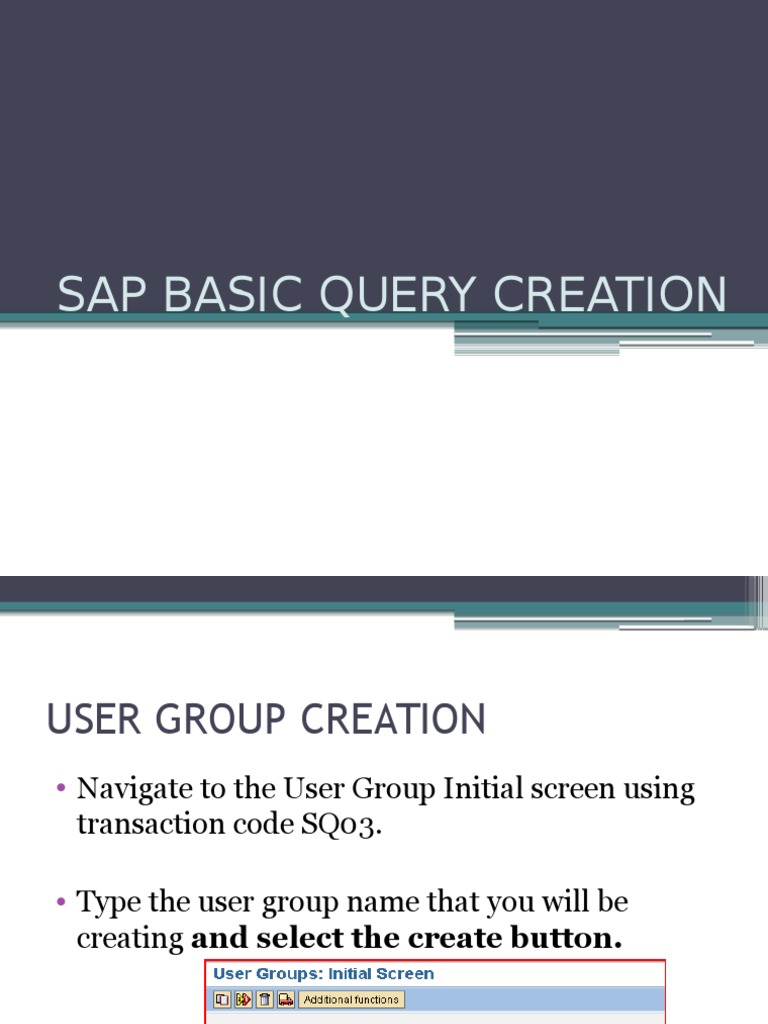 SAP Query and Infoset Creation Guide | PDF | Button (Computing ...