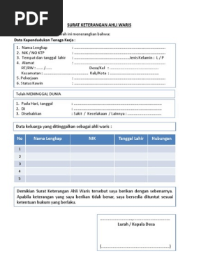 17 Contoh Surat Ahli Waris Jamsostek Kumpulan Contoh Surat