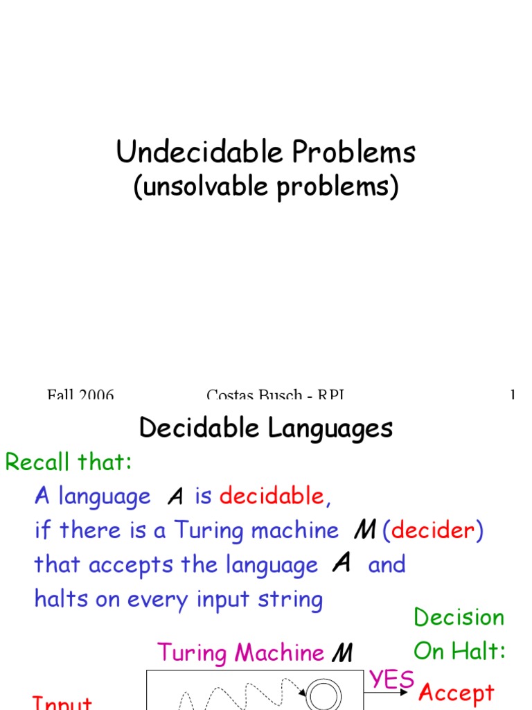 Undecidable Problem Computer Science Examples