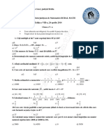 Subiect Clasa A V-A Rural Math 8