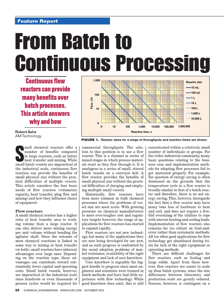 Advantages of Continuous Flow Reactors | PDF | Chemical Reactor | Fluid ...
