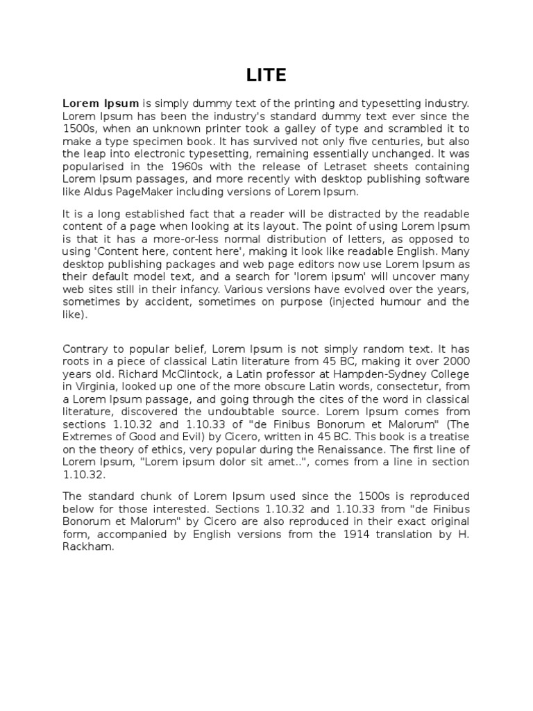 History of Lorem Ipsum Text | PDF