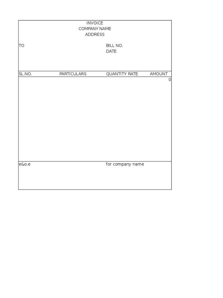 Invoice Company Name Address TO Bill No. Date PDF