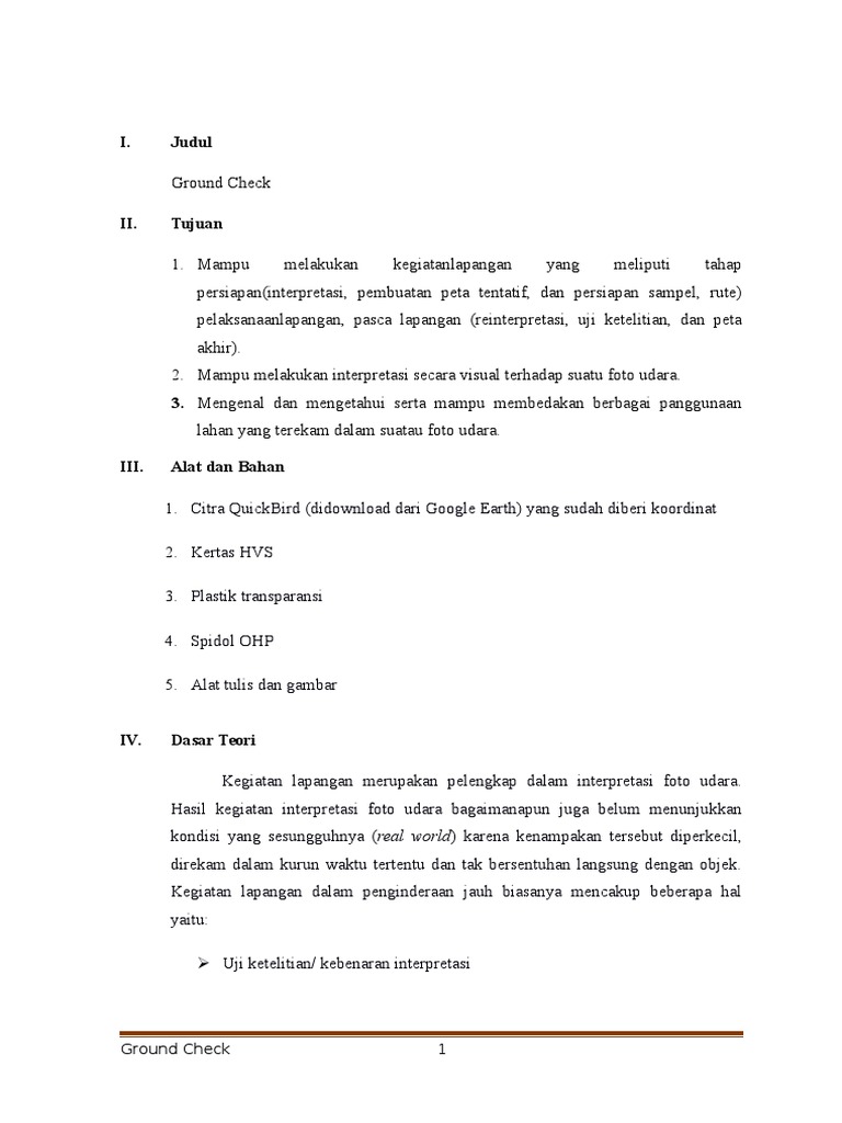 Proses dan Metode Ground Check | PDF
