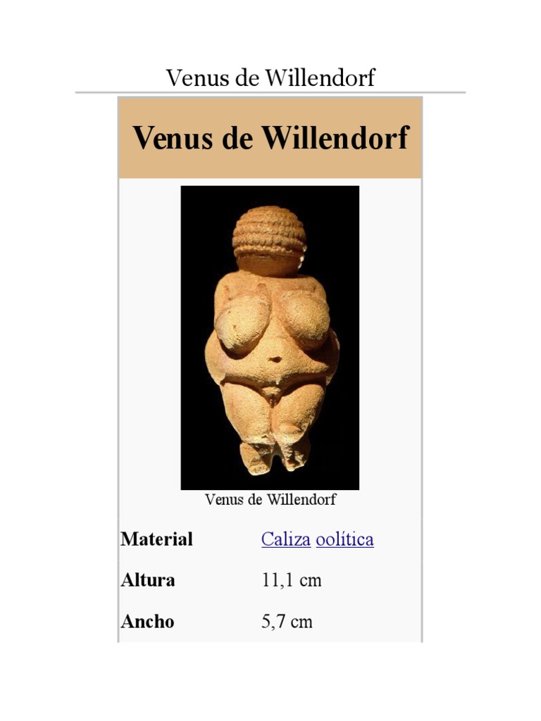 Venus de Willendorf.doc Arqueología Europea Edad de Piedra