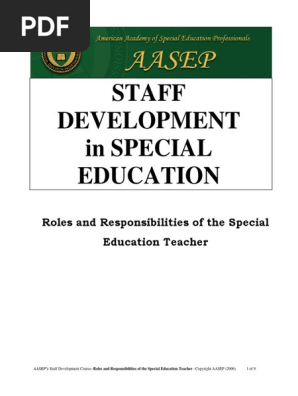 Roles Responsibilities Sped Teacher | Pdf | Special Education |  Individualized Education Program