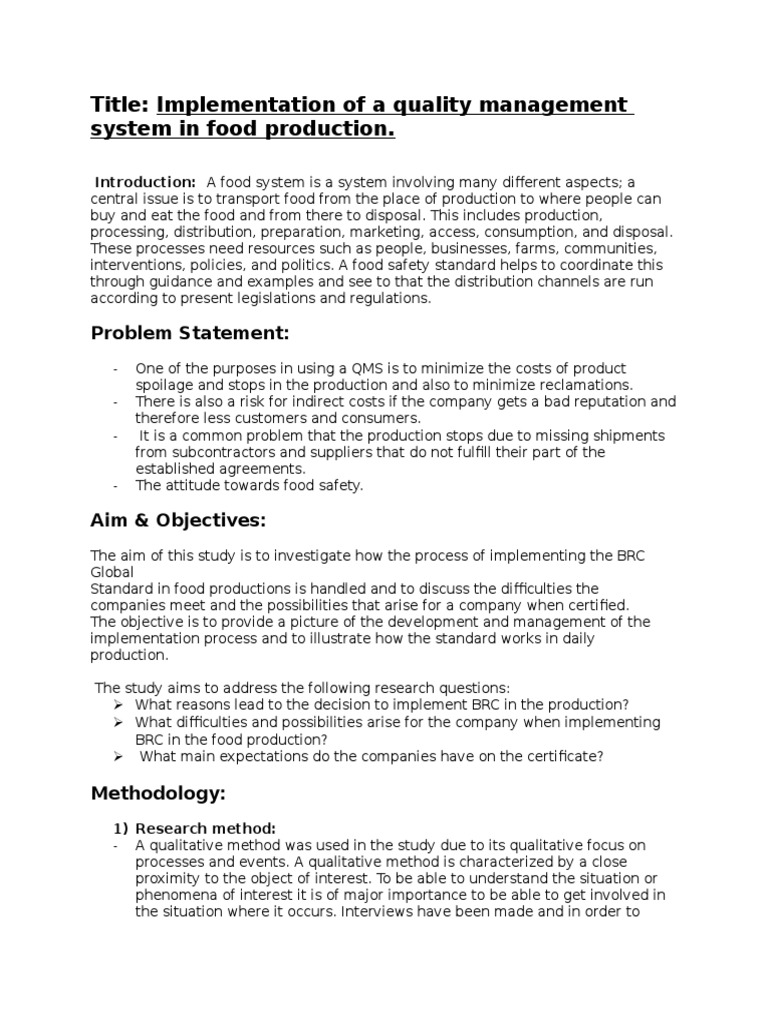 Food Industry Qualitative Research Food Industry