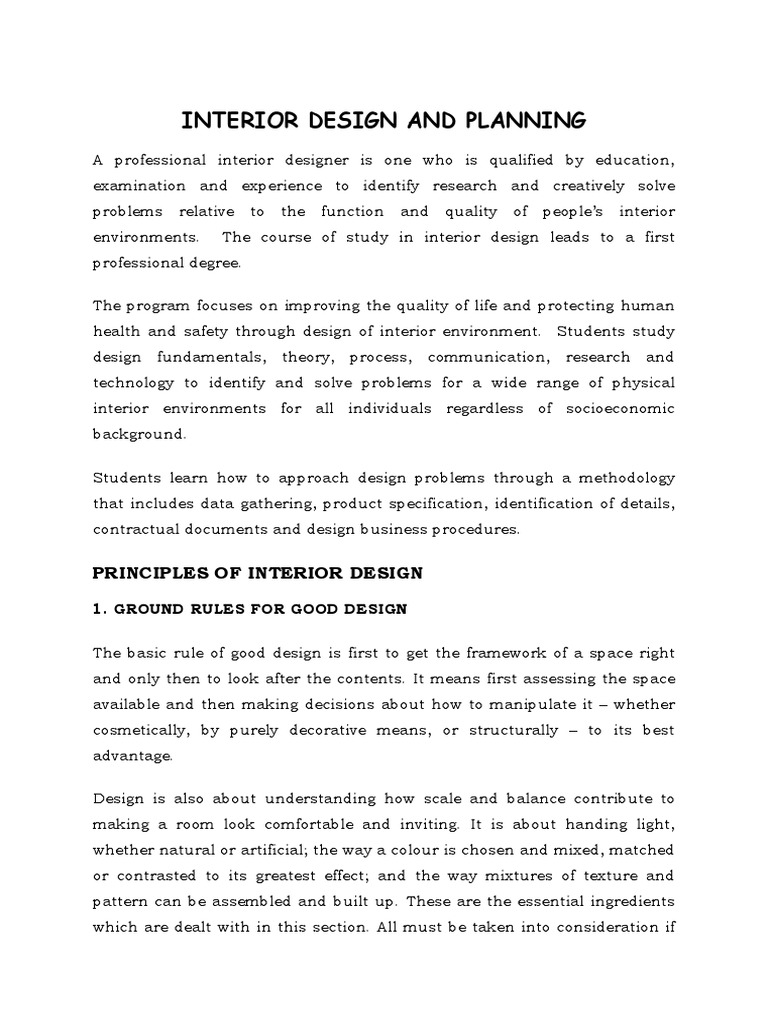 Interior Design | PDF | Lighting | Atmosphere Of Earth