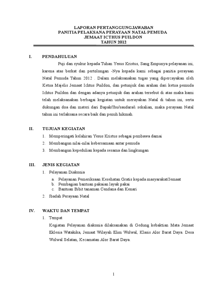 Laporan Panitia Natal 2012