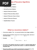 Analysis of Recursive Algorithms