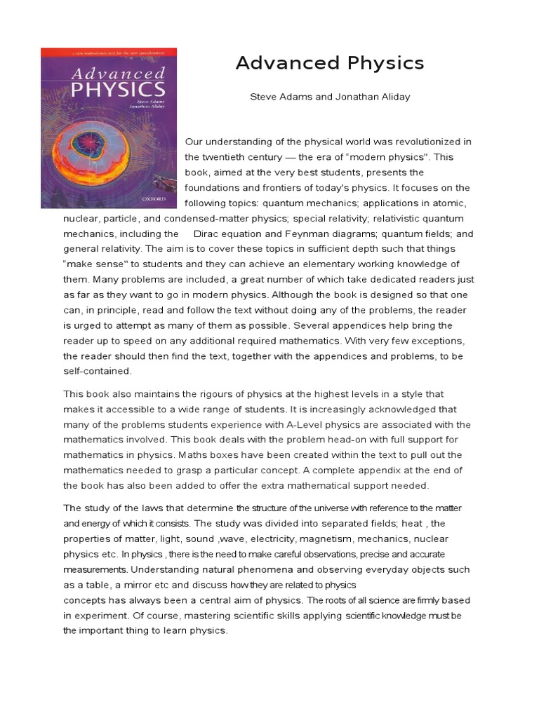 Advanced Physics | Theoretical Physics | Natural Sciences
