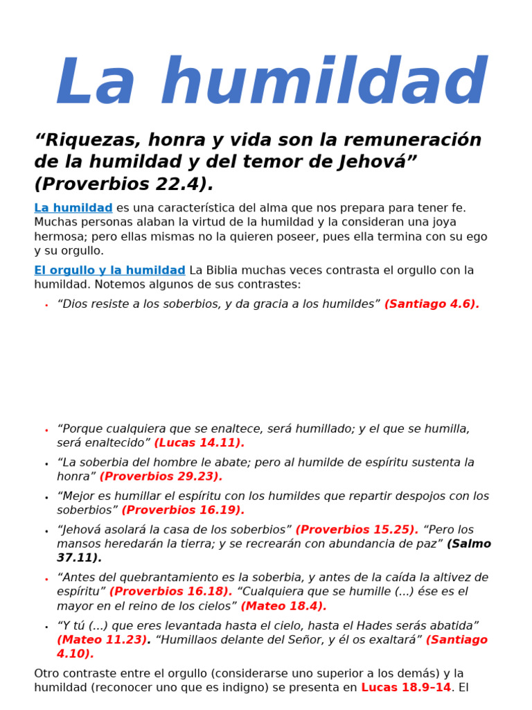 La Humildad: Valor y Significado Bíblico | PDF | Creencia religiosa y ...