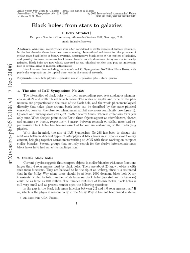 Black Holes From Stars To Galaxies | PDF | Black Hole | Supernova