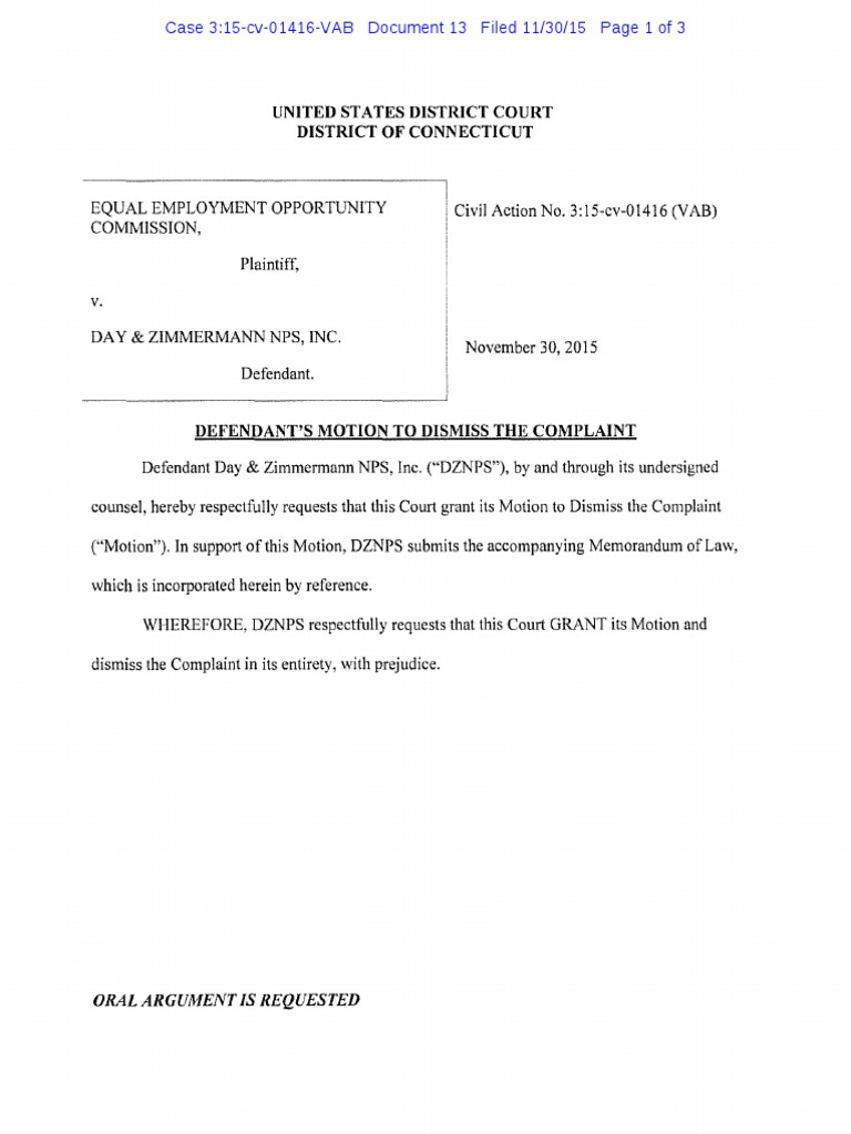 Motion to Dismiss Interference Equal Employment Opportunity