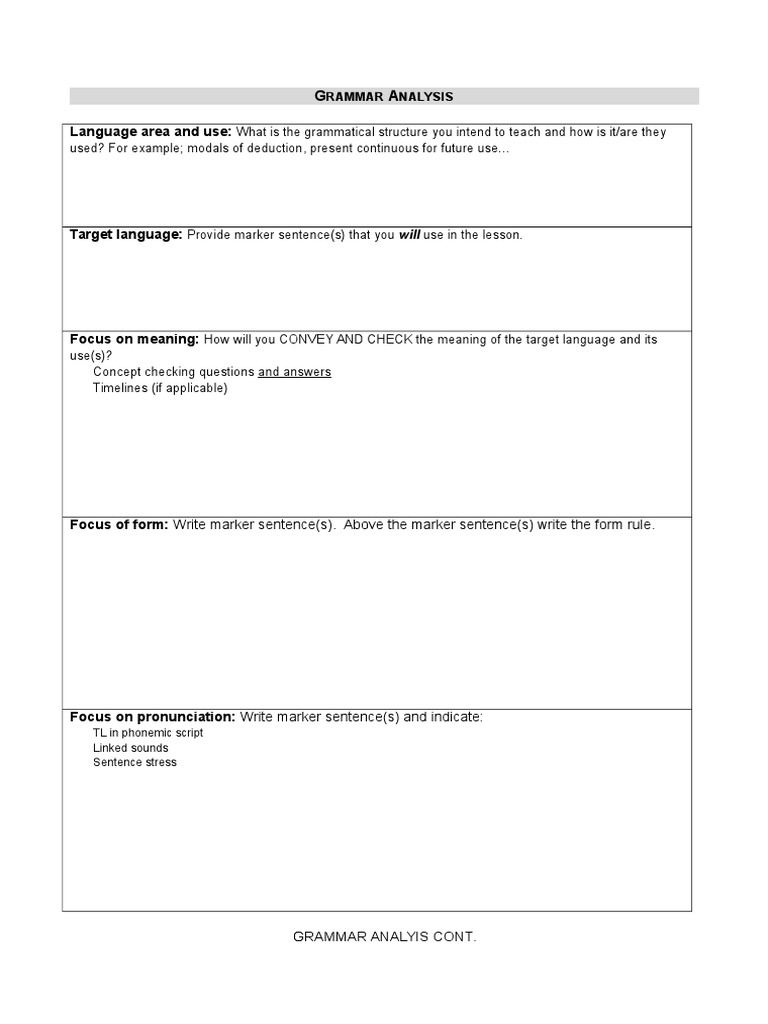 Celta Grammar Lesson Plan Guide Pdf