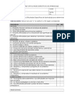 Lista de Cotejo Dificultades Específicas de Aprendizaje