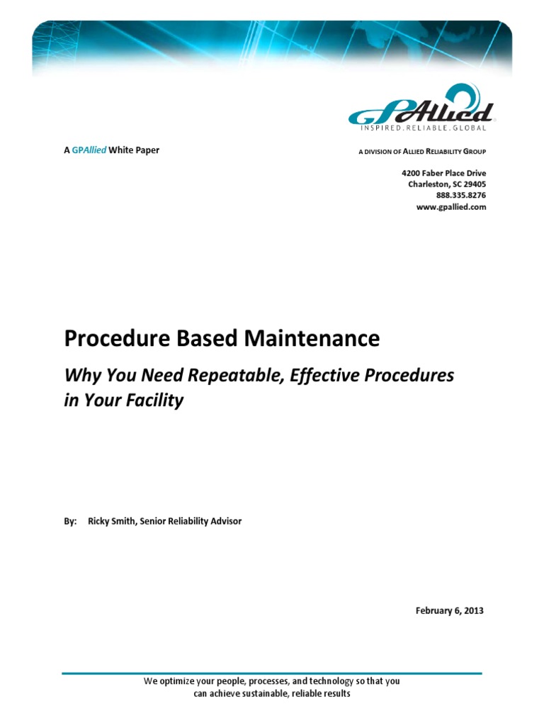 GP Allied Procedure Based Maintenance | PDF | Reliability Engineering ...
