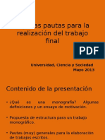 Algunas Pautas Para La Realizacion Del Trabajo Final