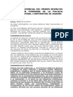 Fiscalia Provincial Del Primer Despacho de Decisión Temprana de La Fiscalia Provincial Penal Corporativa de Huaura