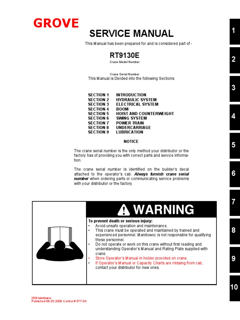 Grove 522 Crane Manuals