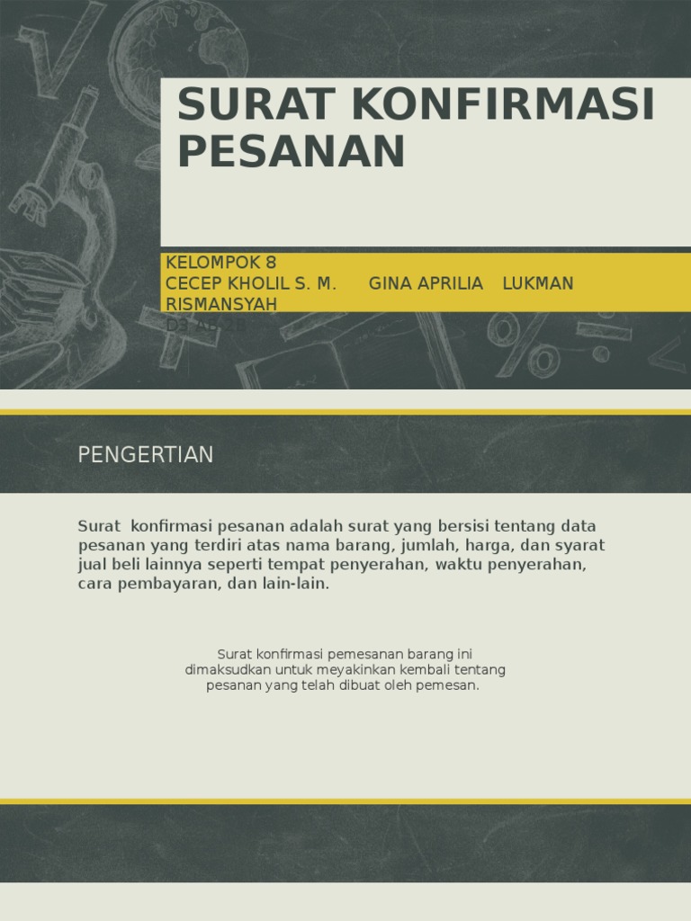 Contoh Surat Konfirmasi Pesanan | PDF