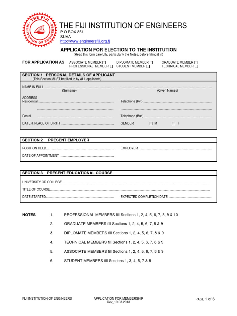FIE Membership Application Form Rev 20130319 | Download Free PDF ...