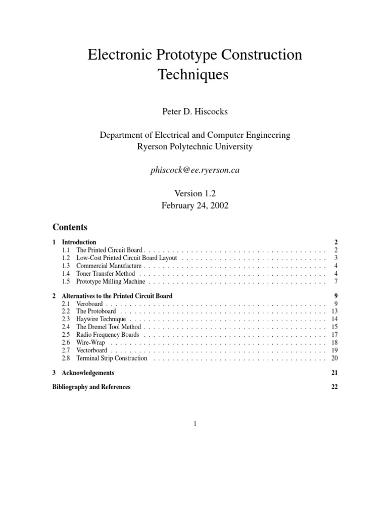 Electronic Prototype Construction Techniques | PDF | Printed Circuit ...