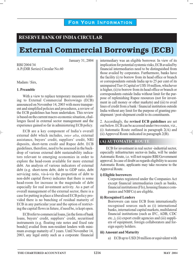 Revised ECB Guidelines by RBI | PDF