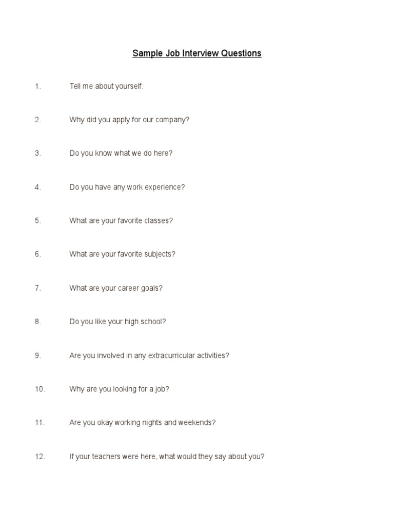 Sample Job Interview Questons | PDF