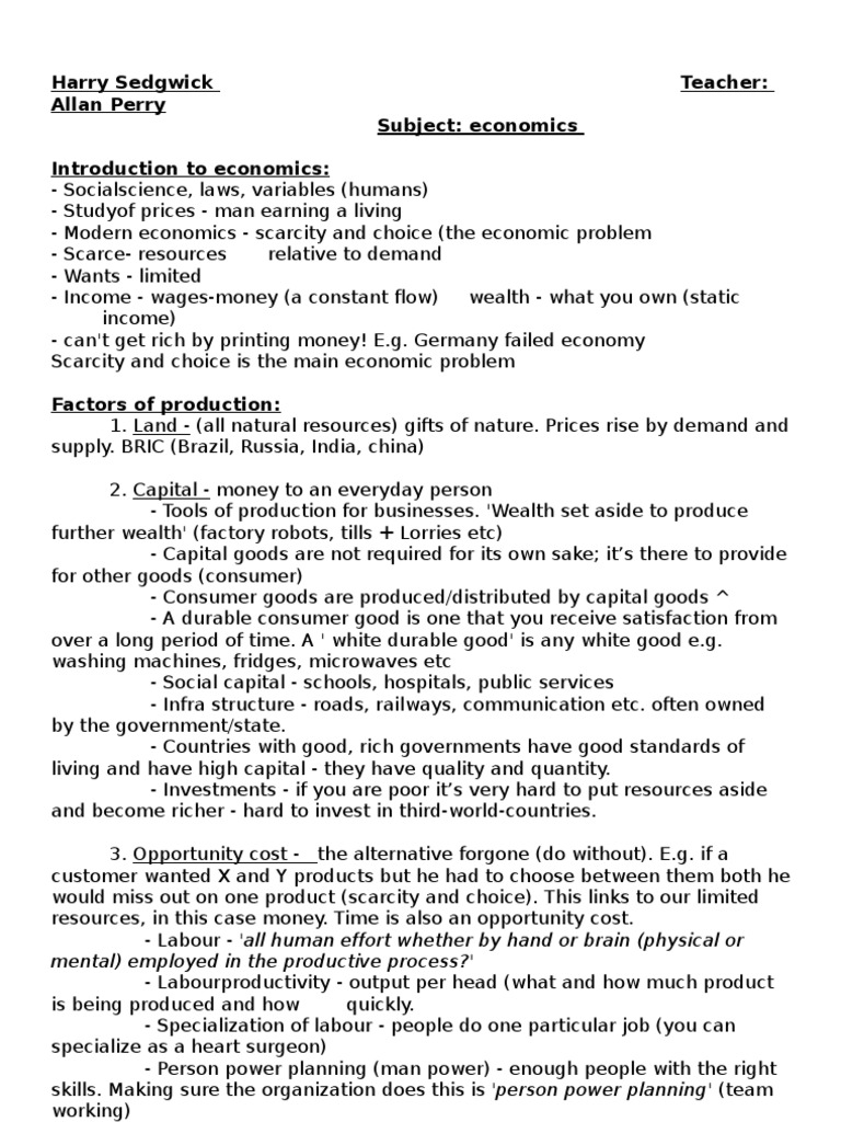 Introduction to Economics Concepts | PDF | Price Elasticity Of Demand ...