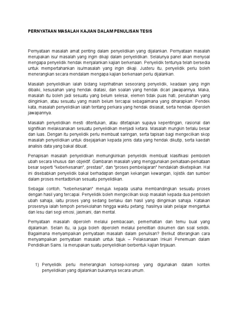 Contoh Pernyataan Masalah Kajian Tesis Pdf Kajian Teori Dalam - Riset