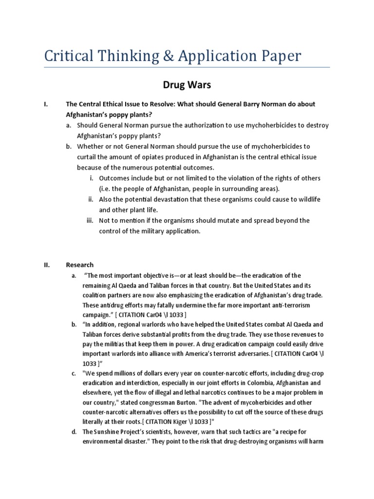 individual critical thinking application paper