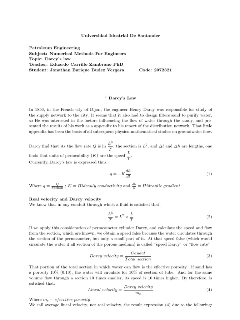Darcy Law | PDF | Porosity | Permeability (Earth Sciences)