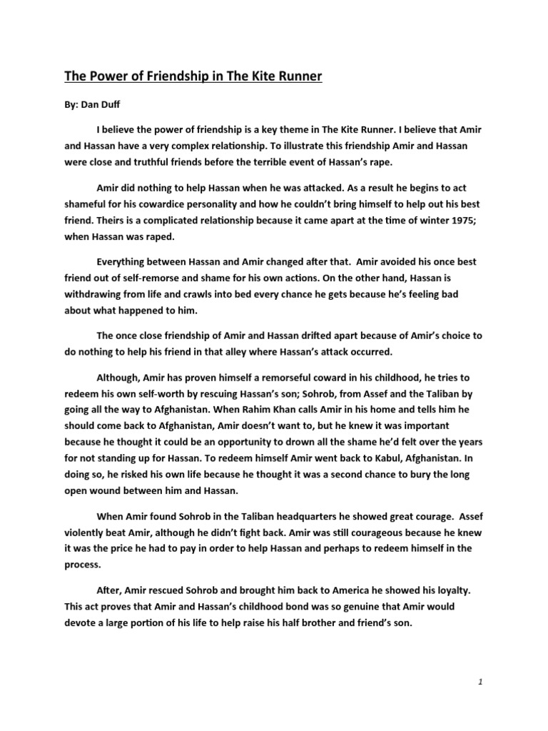 The Power of Friendship in the Kite Runner
