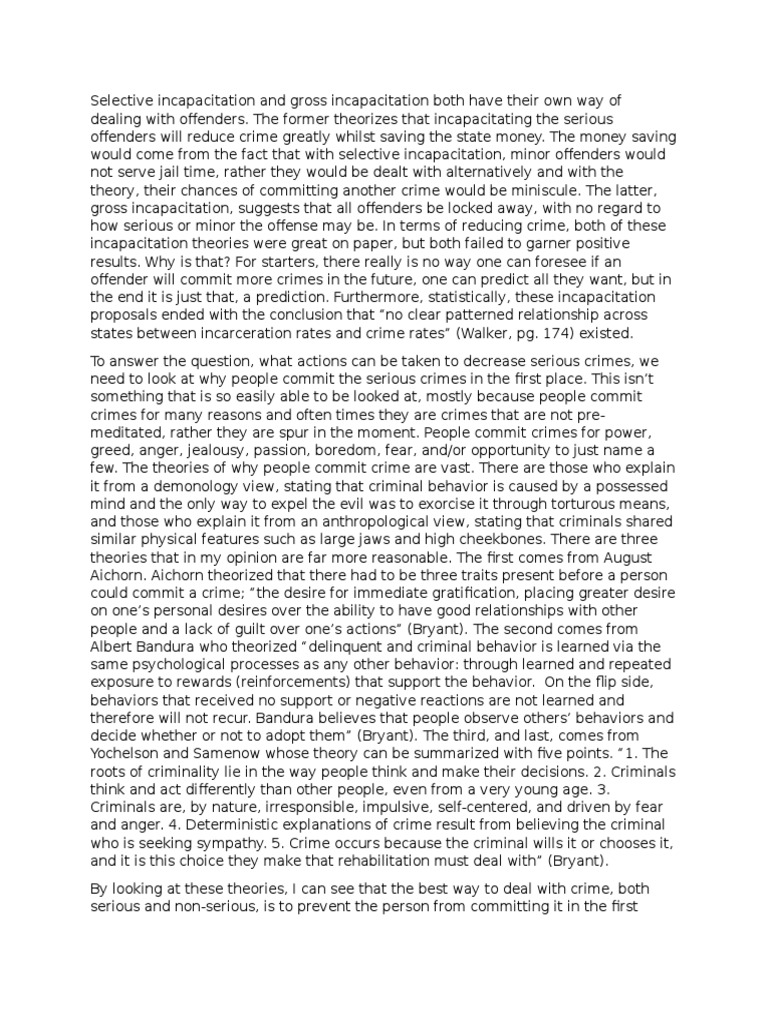 Evaluating Selective vs. Gross Incapacitation | PDF | Prison | Crime ...