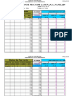 Tabla para Calculo de Lamina