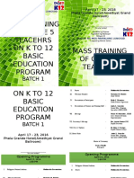 Mass Training of Grade 5 Teacehrs Onkto12 Basic Education Program Mass Training of Grade 5 Teacehrs