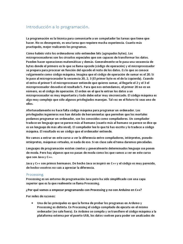 Introducción a la Programación con Processing | PDF | Arduino ...