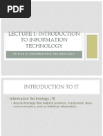 Lecture 1: Introduction To Information Technology