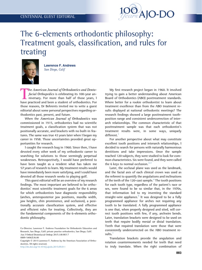 The 6-Elements Orthodontic Philosophy | PDF | Orthodontics | Surgery