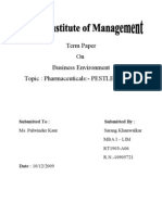 Term Paper On Business Environment Topic: Pharmaceuticals:-PESTLE Analysis