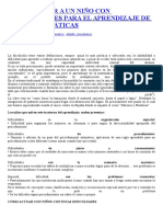 Como Ayudar A Un Niño Con Dificultades para El Aprendizaje de Las Matemáticas