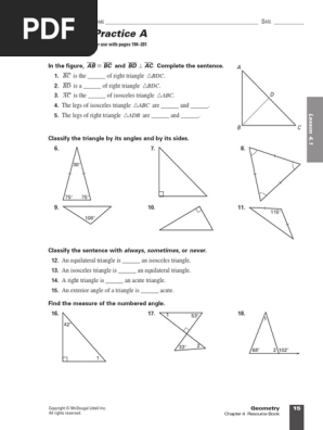 Geometry Chapter 4 Resource Book Lesson 46 Practice B Answers Laskoom